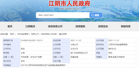 江质监利剑｜5类产品质量抽查凸显电缆隐患 市民选购须谨慎